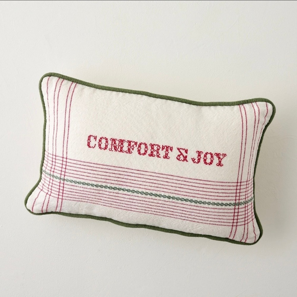 Comfort & Joy Lumbar Pillow – Magnolia‎ by Joanna Gaines, Red Plaid Christmas